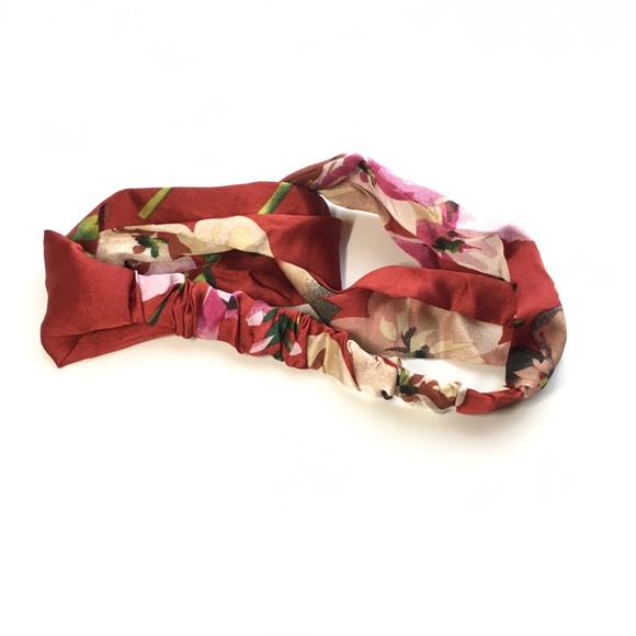 Red Floral Boho Twist Headband - Picture 5 of 7